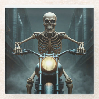 Posavasos De Vidrio Esqueleto En Moto