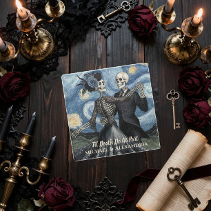 Posavasos De Vidrio Esqueleto Van Gogh Gótico Favor de Boda Hasta la M
