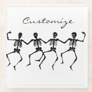 Posavasos De Vidrio Esqueletos bailarines Halloween Thunder_Cove