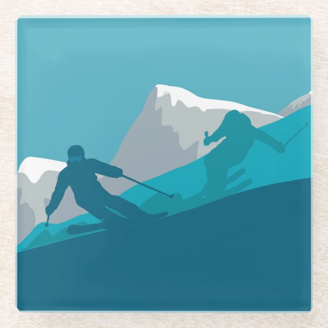 Posavasos De Vidrio Esquí alpino (Anverso)