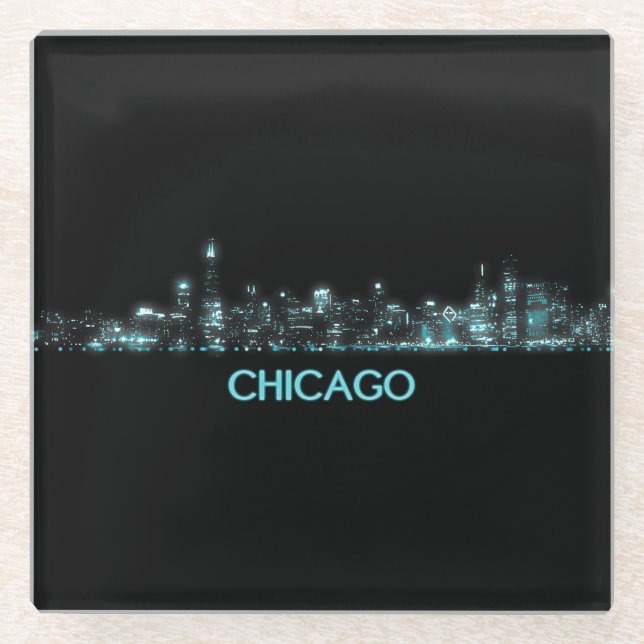 Posavasos De Vidrio Esquina de Chicago (Anverso)