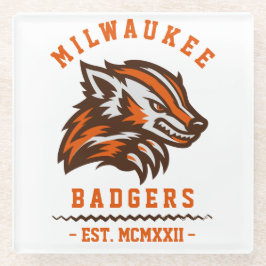 Posavasos De Vidrio Est. Vintage Moderno Milwaukee Badgers