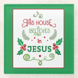 Posavasos De Vidrio Esta Casa Cree en Jesús