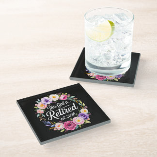 Posavasos De Vidrio Esta Chica Está Retirada 2026 Retiro Floral