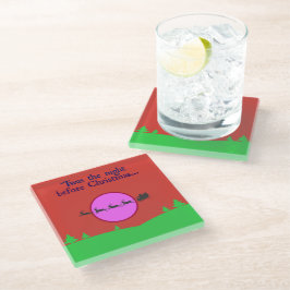 Posavasos De Vidrio Esta fue la noche antes de los Navidades rojo y ve