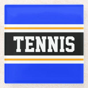 Posavasos De Vidrio Estadio de TENIS Deportivo Brillante Azul Bandas d