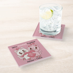 Posavasos De Vidrio Estamos Perfectos Juntos Almohada Cute de San Vale