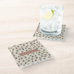 Posavasos De Vidrio Estampado de Animal Leopardo Neutral Chic Personal