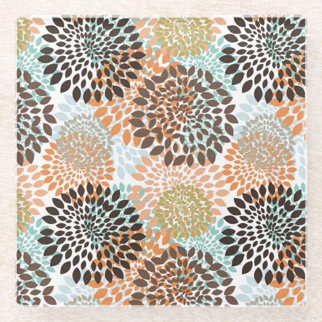 Posavasos De Vidrio Estampado de flores 10 (Anverso)