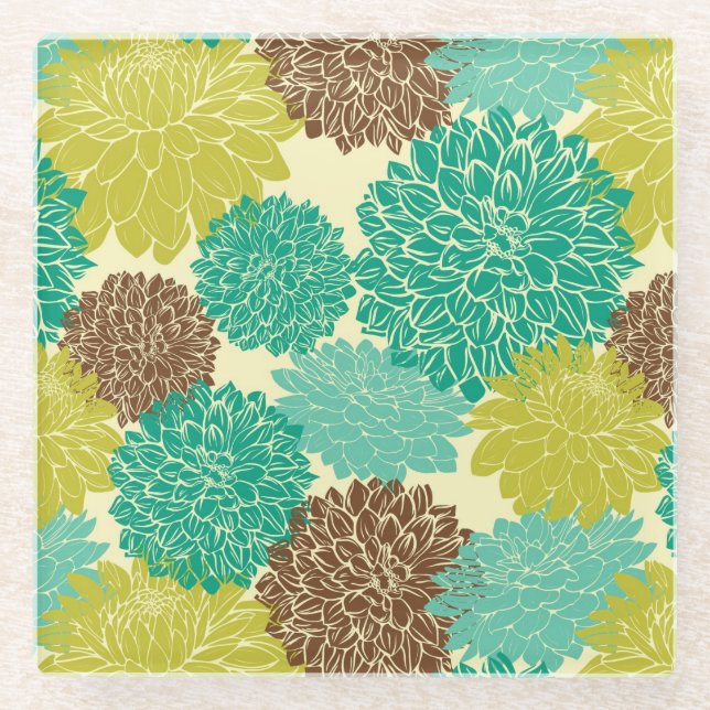 Posavasos De Vidrio Estampado de flores 11 (Anverso)