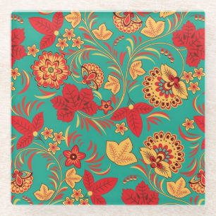 Posavasos De Vidrio Estampado de flores 2