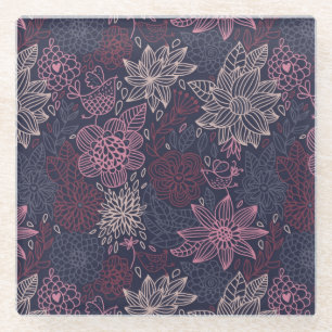 Posavasos De Vidrio Estampado de flores 4 3