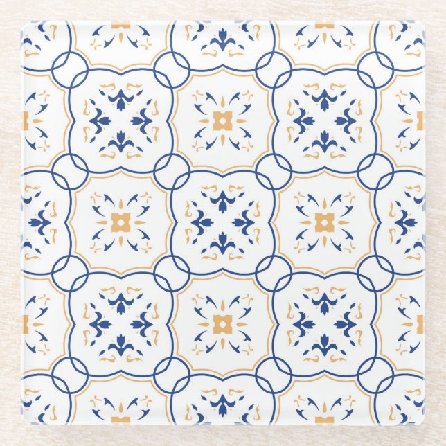 Posavasos De Vidrio Estampado de flores 5 (Anverso)