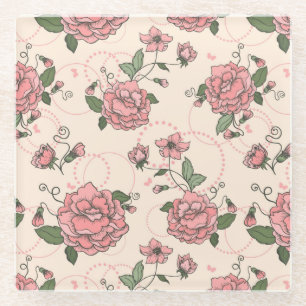Posavasos De Vidrio Estampado de flores 5