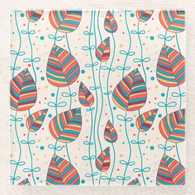 Posavasos De Vidrio Estampado de flores 5 2 (Anverso)