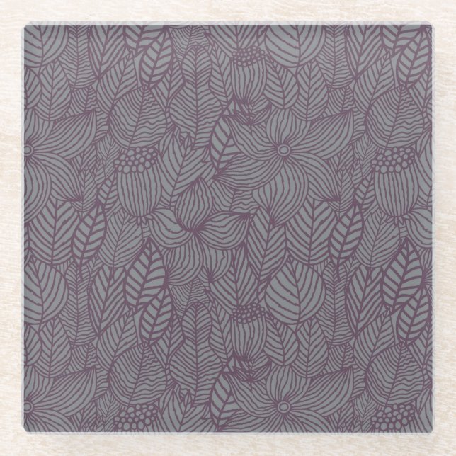 Posavasos De Vidrio Estampado de flores 7 (Anverso)