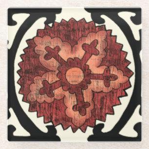 Posavasos De Vidrio Estampado de flores decorativo del estilo de