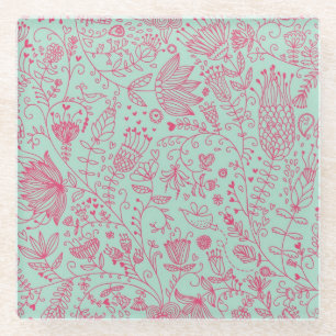 Posavasos De Vidrio Estampado de flores lindo del verano