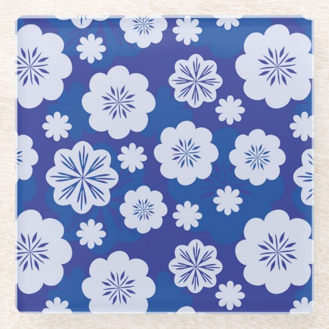 Posavasos De Vidrio estampado de plores (Anverso)