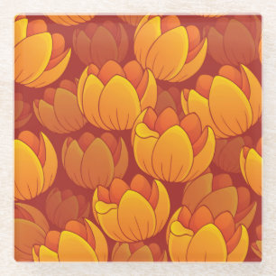 Posavasos De Vidrio Estampado de plores de oro