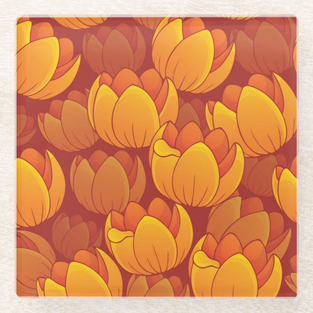 Posavasos De Vidrio Estampado de plores de oro (Anverso)