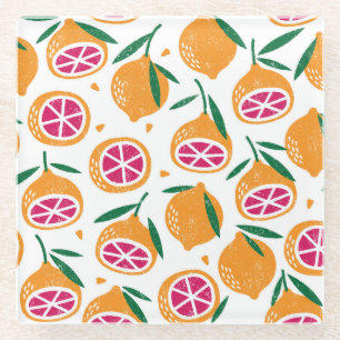 Posavasos De Vidrio Estampilla de fruta texturizada patrón sin costura