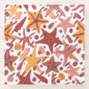 Posavasos De Vidrio Estanques de Starfish: Patrón del Mar Escandinavo