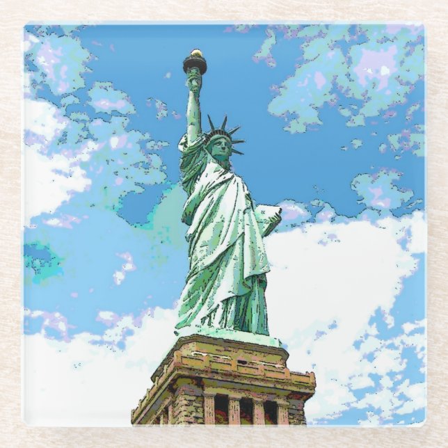 Posavasos De Vidrio Estatua de la Libertad (Anverso)