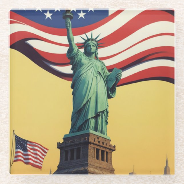 Posavasos De Vidrio Estatua de la Libertad - Estados Unidos (Anverso)