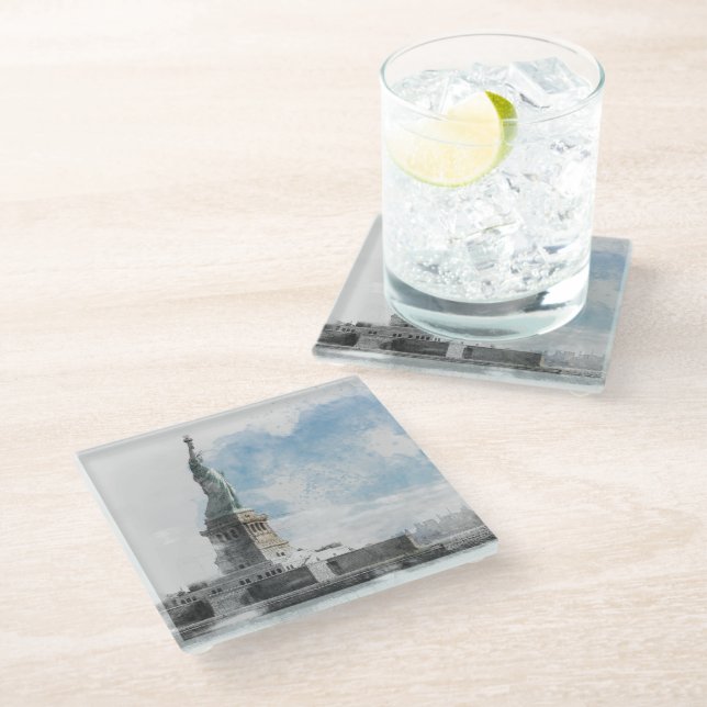 Posavasos De Vidrio Estatua de la montaña rusa de vidrio de Manhattan  (Angular)
