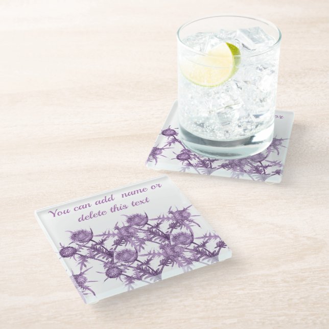 Posavasos De Vidrio ESTE patrón de flores violeta (Angular)