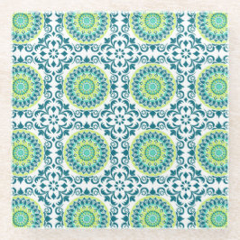 Posavasos De Vidrio Estilo Boho verde azulado y verde