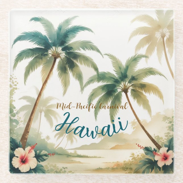 Posavasos De Vidrio Estilo de época Hawai Viajes Honolulu (Anverso)