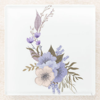 Posavasos De Vidrio Estilo floral boutique púrpura