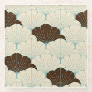 Posavasos De Vidrio Estilo japonés mosaico azul