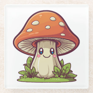 Posavasos De Vidrio Estilo kawaii lindo, recolección de hongos