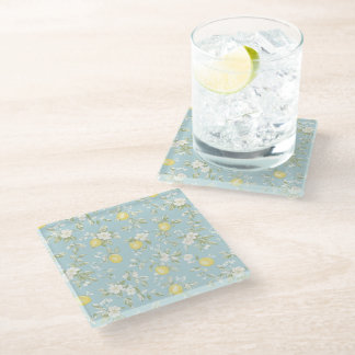 Posavasos De Vidrio Estilo Shabby Chic Limón Serie Floral Diseño #5