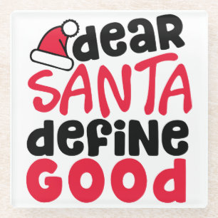 Posavasos De Vidrio Estimado Santa Define buenos Navidades graciosos