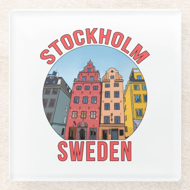 Posavasos De Vidrio Estocolmo Suecia (Anverso)