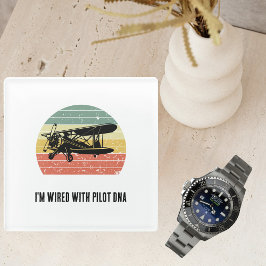 Posavasos De Vidrio Estoy conectado con el ADN piloto, divertido, retr