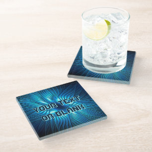 Posavasos De Vidrio Estrella azul tallada