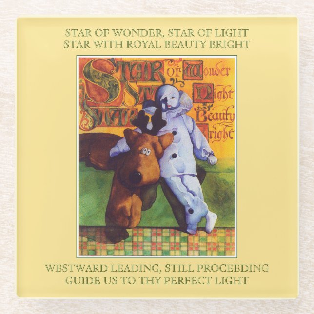 Posavasos De Vidrio ESTRELLA DE Beber de vidrio MARAVILLOSO + letras / (Anverso)