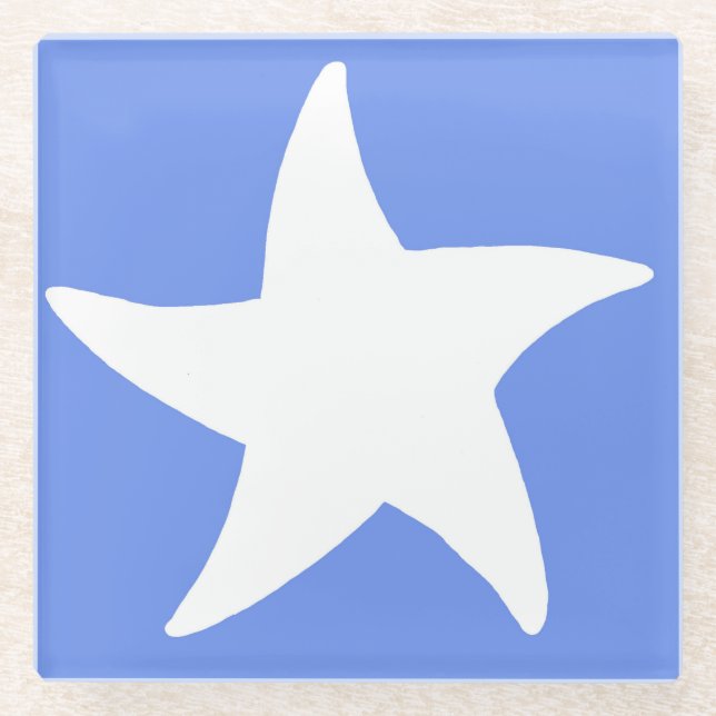 Posavasos De Vidrio Estrella de Mar Azul (Anverso)