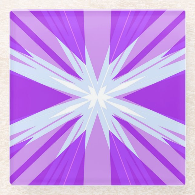 Posavasos De Vidrio Estrella festiva de Navidades blancos morados (Anverso)