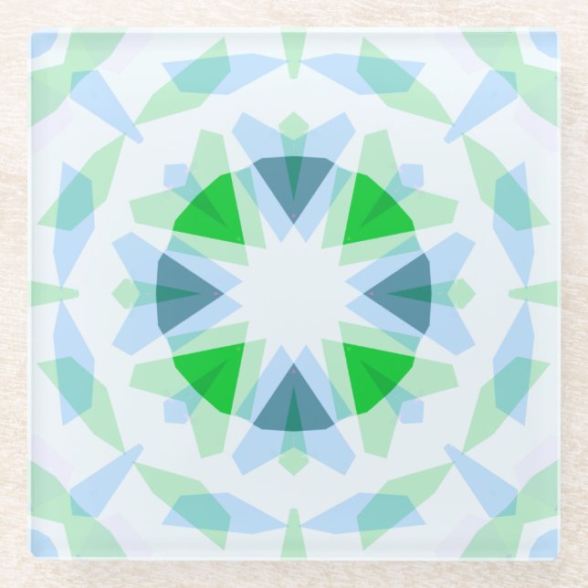 Posavasos De Vidrio Estrella verde de Bonito azul fresca Decoración de (Anverso)