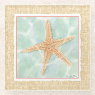 Posavasos De Vidrio Estrellas de mar náuticas en agua