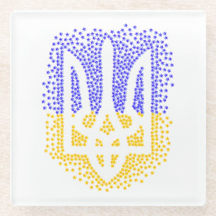 Posavasos De Vidrio Estrellas de tridente de heraldry de Ucrania