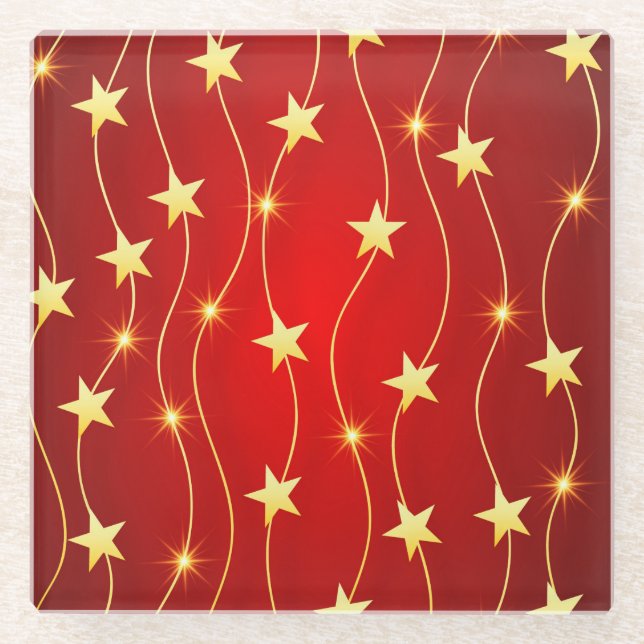 Posavasos De Vidrio Estrellas doradas (Anverso)