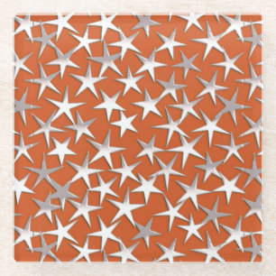 Posavasos De Vidrio Estrellas plateadas en cobre