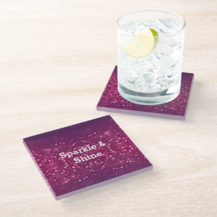 Posavasos De Vidrio Estrellas rosadas de Bokeh